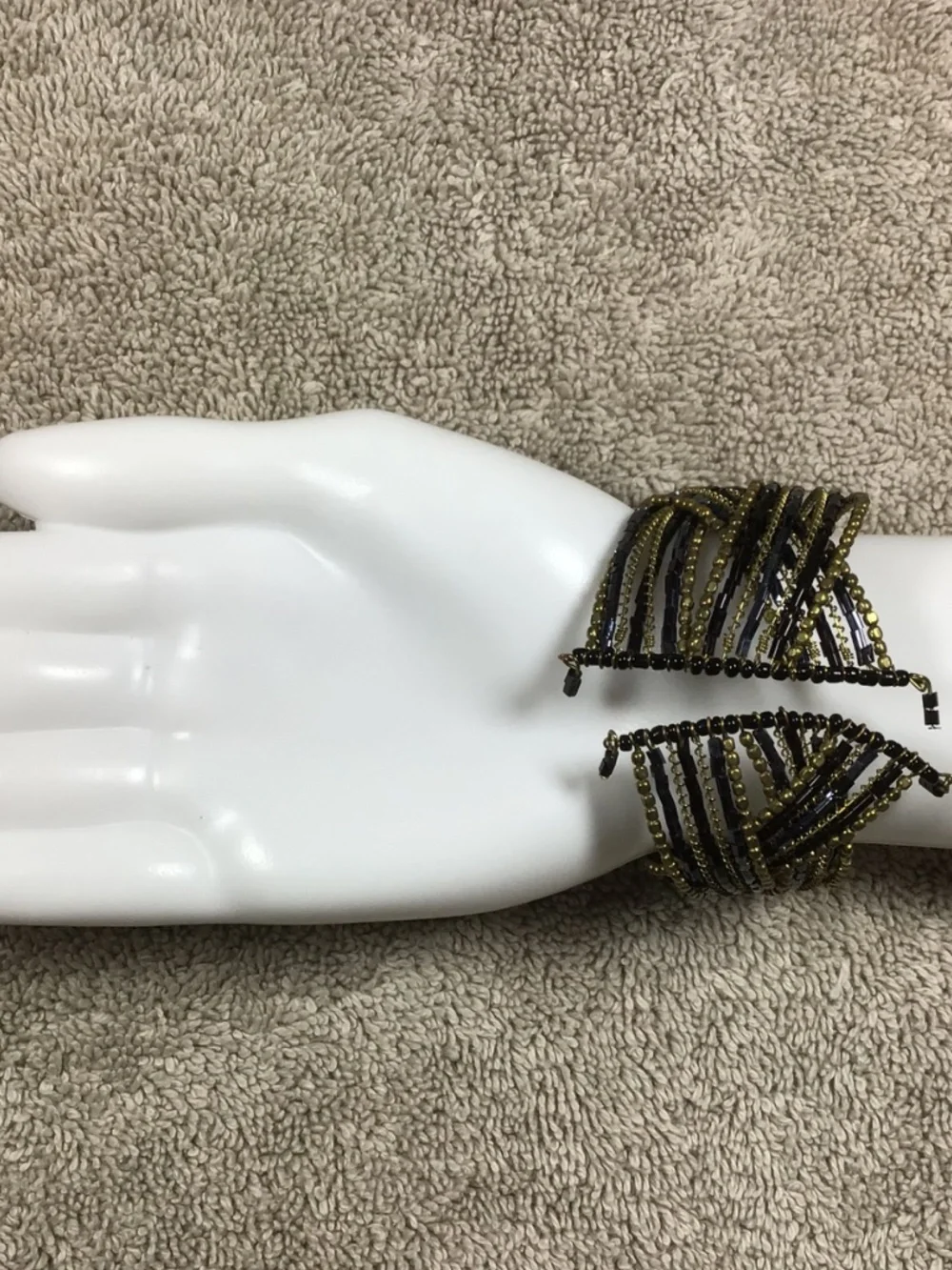 Braided Bead Boho Wire Cuff Bracelet